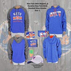 New York Mets Majestic & Fanatics New York Mets Baseball Blue Hoodie: Size -L